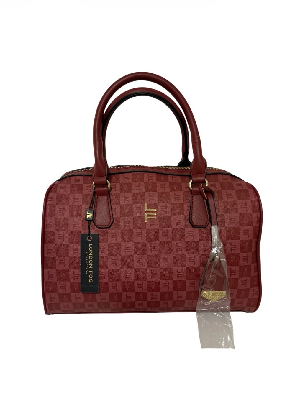 London Fog Burgundy Patterned Satchel Handbag